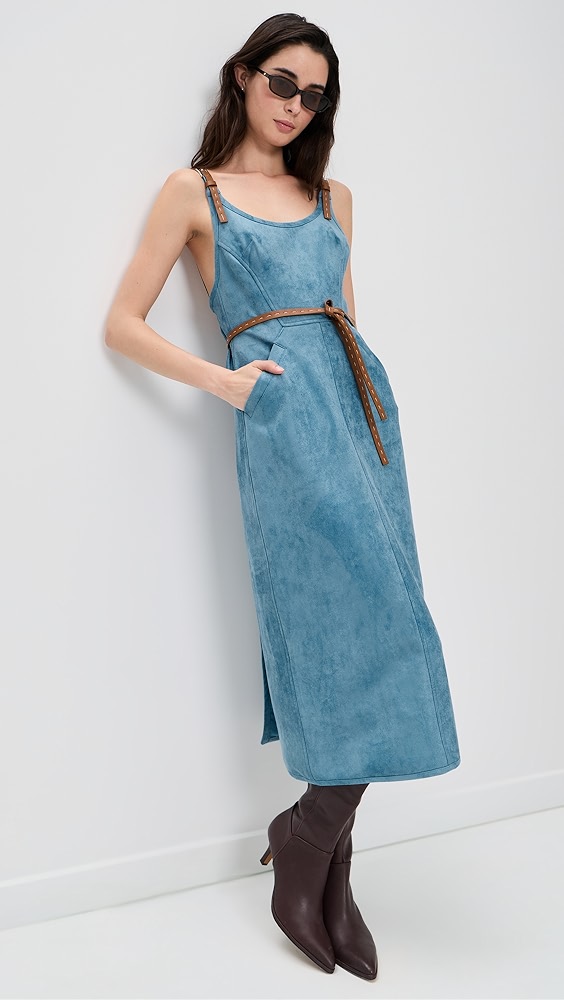 ALEXIS Janaya Dress – Modern Faux Suede Elegance with a Flattering Midi Silhouette