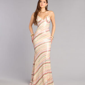 Windsor Janella Sequin Striped Formal Dress
