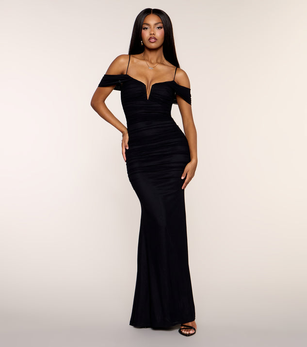 Windsor Jaslyn Ruched Mesh Mermaid Formal Dress