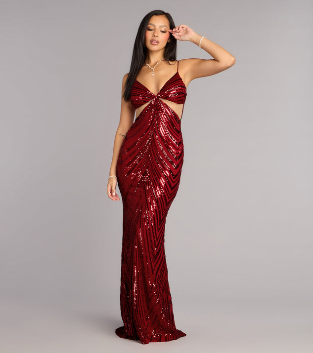 Windsor Jayla Sequin Cutout Formal Dress