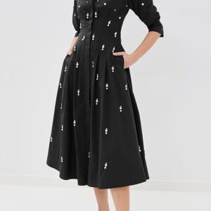SIMKHAI Jazz Embellished Pintuck Midi Dress Jazz Embellished Pintuck Midi Dress