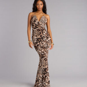 Jeanette Cheetah Print Mermaid Formal Dress