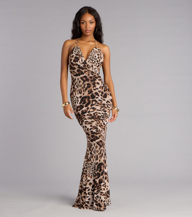 Windsor Jeanette Cheetah Print Mermaid Formal Dress