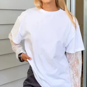 BB Exclusive Jessica White Lace Long Sleeve Tee