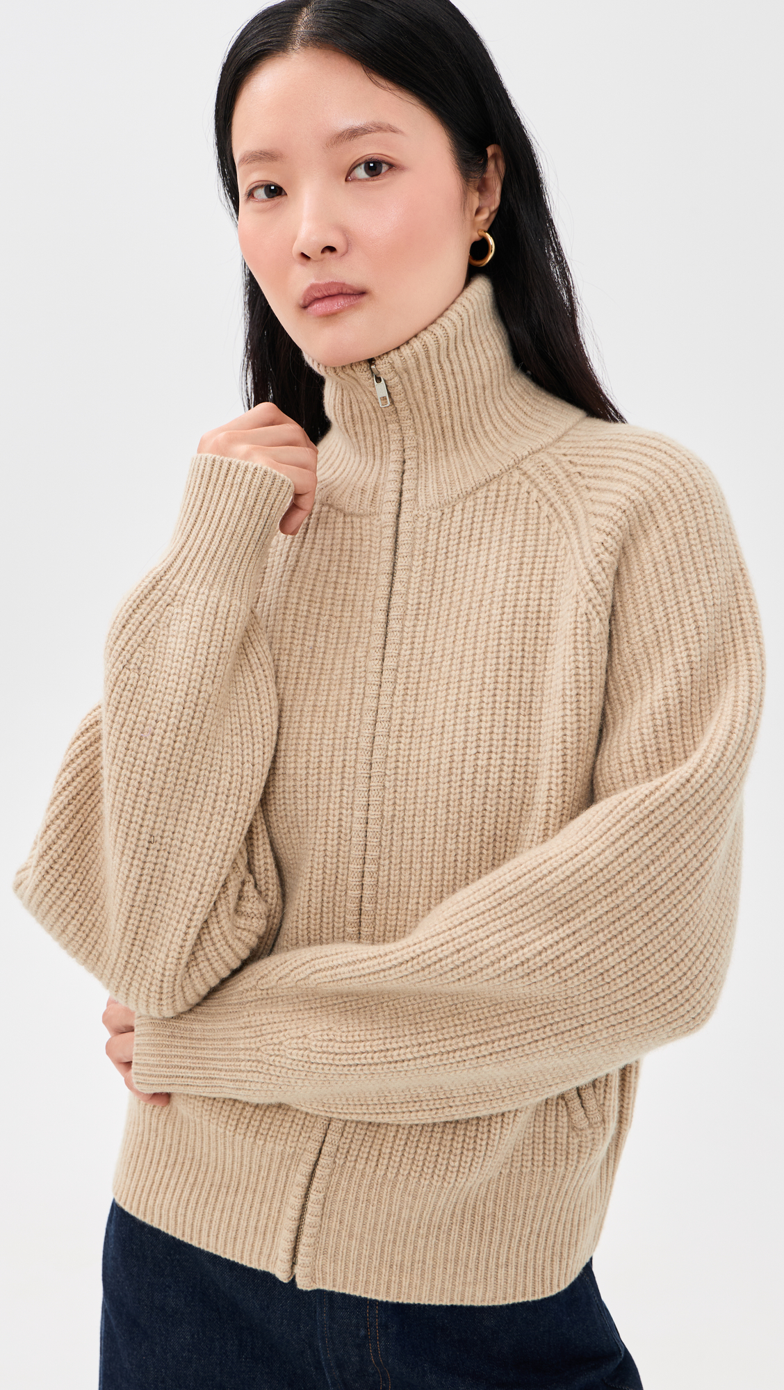 Reformation Joann Regen Wool Zip Sweater Jacket