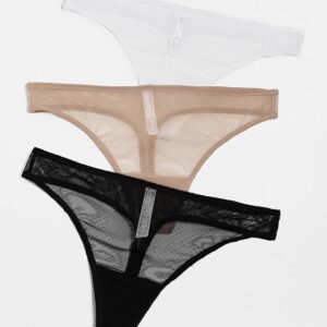 Jolie Lacy Thong Panties 3 Pack