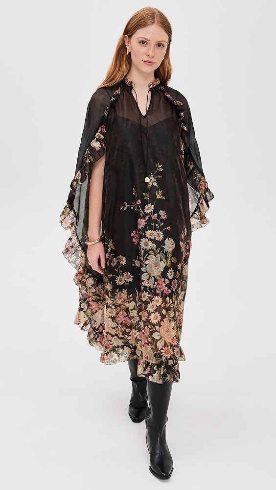 Sea Jolie Print Caped Midi Dress