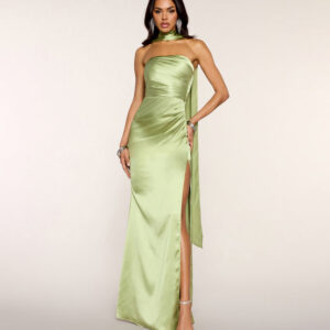 Windsor Jordan Satin Formal Dress With Scarf