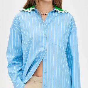 Joyful Crochet Collar Shirt