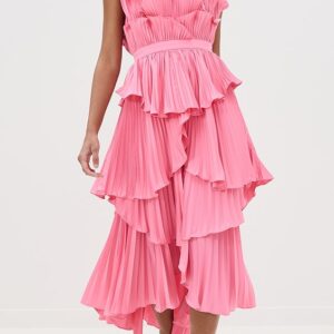 AMUR Judah Scallop Pleated Dress