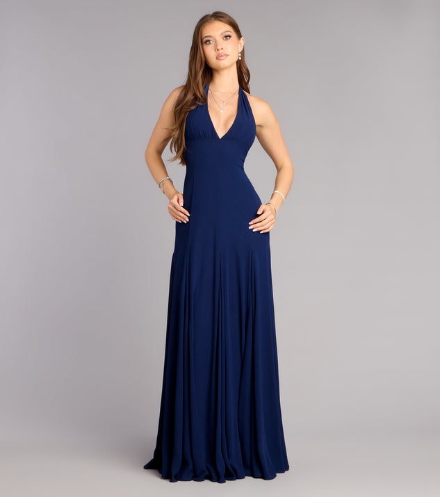 Windsor Julianna Chiffon Halter A-Line Formal Dress