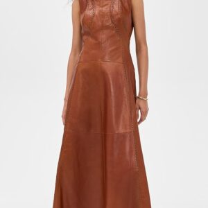 Ulla Johnson Juliette Leather Sleeveless Midi Dress