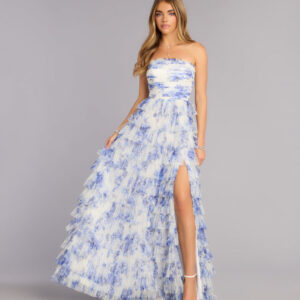 Windsor Juniper Floral Strapless Formal Dress Juniper Floral Strapless Formal Dress