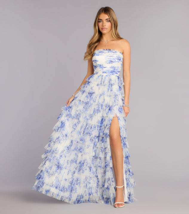 Windsor Juniper Floral Strapless Formal Dress