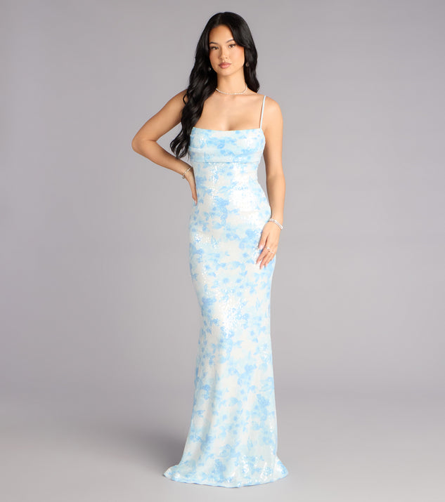Windsor Justina Sequin Floral Formal Dress