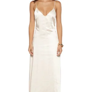 Kaitlynn Cream Satin Maxi Dress