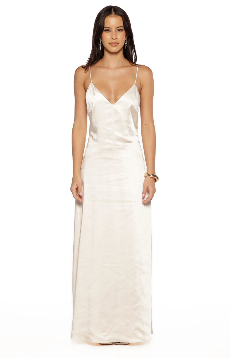 BB Exclusive Kaitlynn Cream Satin Maxi Dress