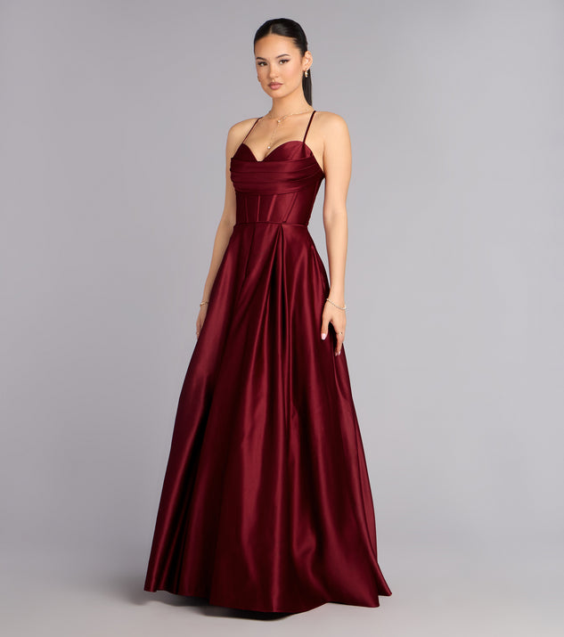 Windsor Kaitlynn Satin Lace-Up Ball Gown
