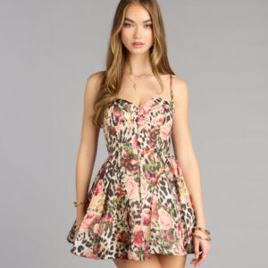 Karla Leopard Floral A-Line Mini Dress