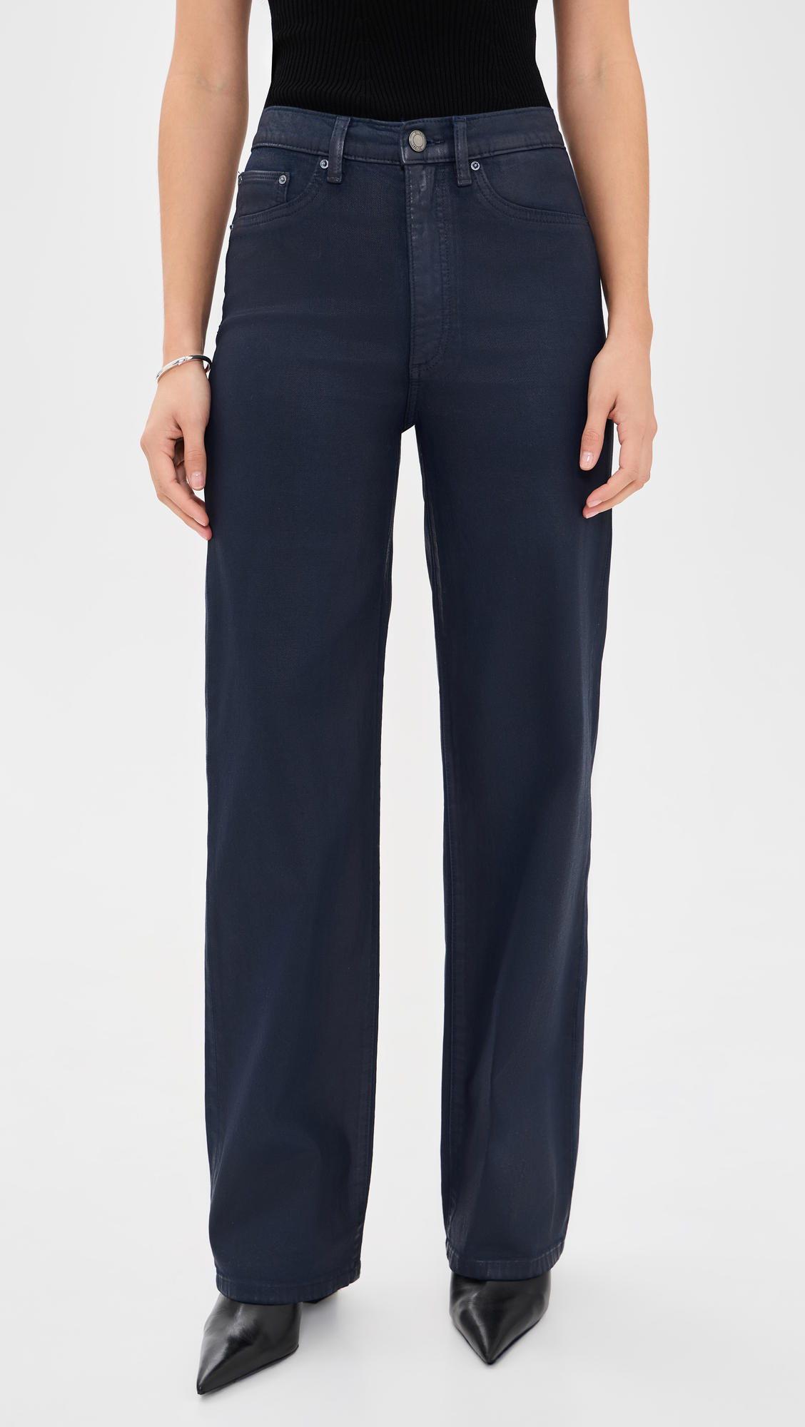 DL1961 Karmine Refined Wide Leg Coated Jeans