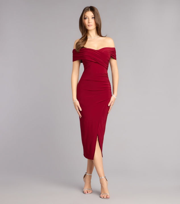 Windsor Karol Off-The-Shoulder Midi Formal Dress