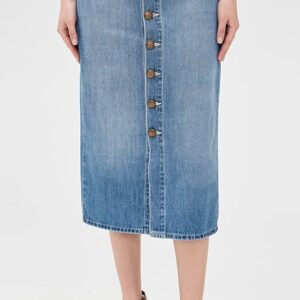 Kathleen Button Front Midi Skirt