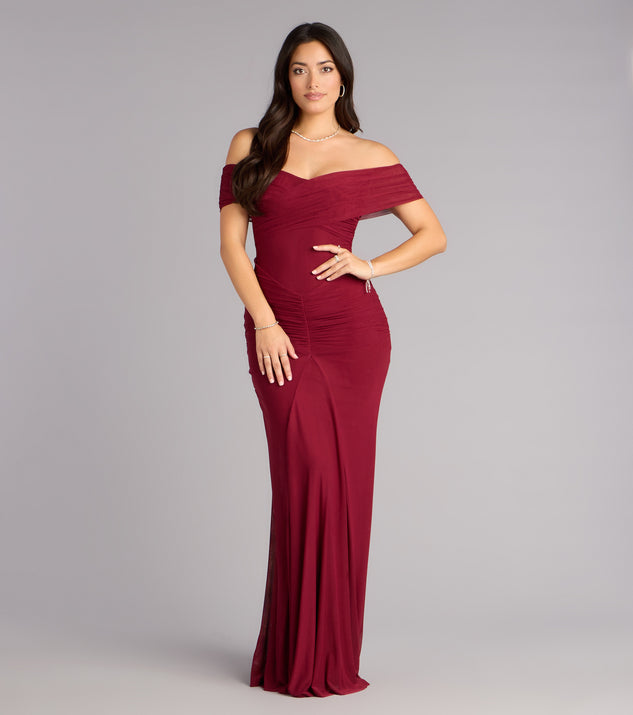 Windsor Katie Mesh Off-The-Shoulder Formal Dress