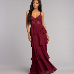 Windsor Katy Crochet Lace A-Line Formal Dress Katy Crochet Lace A-Line Formal Dress