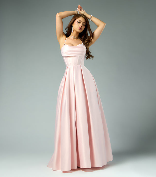 Windsor Kayce Satin Corset Lace-Up Ball Gown