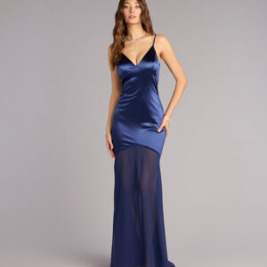 Windsor Kayla Satin Open Back Chiffon Formal Dress Kayla Satin Open Back Chiffon Formal Dress