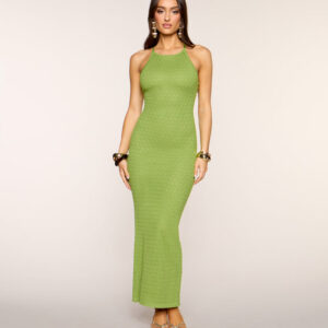 Keep It Chic Knit Lace-Up Maxi Dress