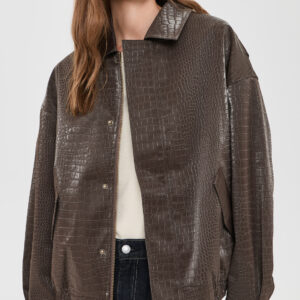 Kenny Faux Leather Bomber Jacket