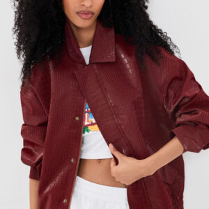 Kenny Faux Leather Bomber Jacket