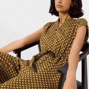 Khaki Ikat Spot Sleeveless Jumpsuit Khaki Ikat Spot Sleeveless Jumpsuit