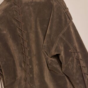 PrettyLittleThing Khaki Lace Up Back Faux Suede Jacket