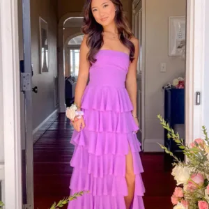 BB Exclusive Kim Magenta Strapless Ruffle Prom Dress Kim Magenta Strapless Ruffle Prom Dress