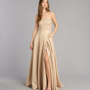 Klaudia Glitter A-Line Slit Formal Dress