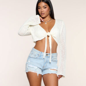 Windsor Knit Crush Tie Front Crop Top Knit Crush Tie Front Crop Top