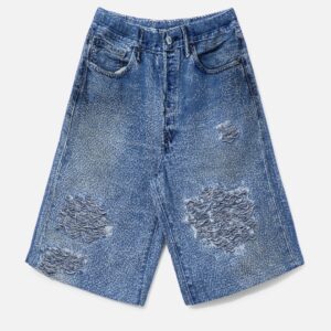 Knit Denim Baggy Shorts