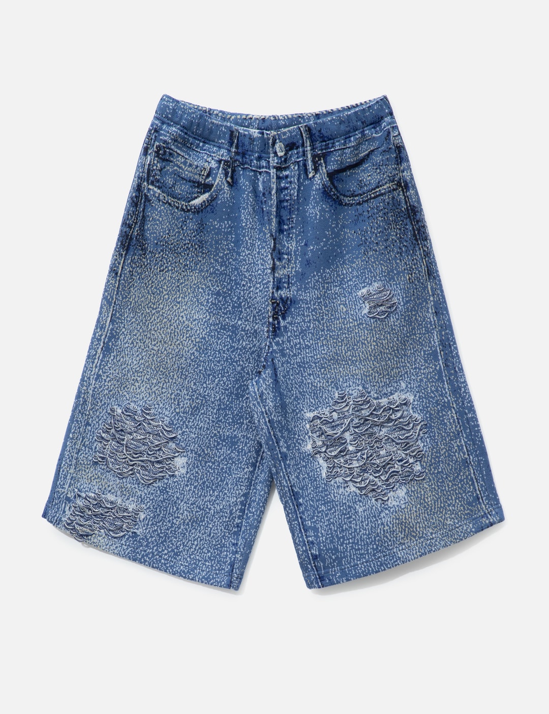TOLQ Knit Baggy Shorts in Denim