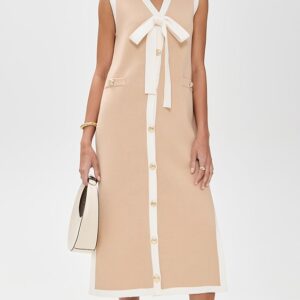 English Factory Knit Midi Dress With Ribbon Tie