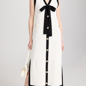 English Factory Knit Midi Dress With Ribbon Tie