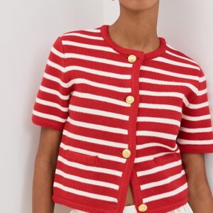 English Factory Knit Striped Sweater Cardigan