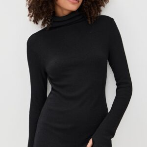 Enza Costa Knit Turtleneck Tunic Mini Dress