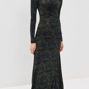 Koa Jersey Ruched Front Turtleneck Dress