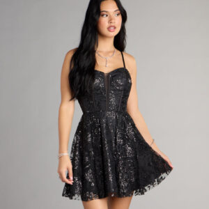 Windsor Korrie Glitter Mesh Dress With Pockets Korrie Glitter Mesh Dress With Pockets