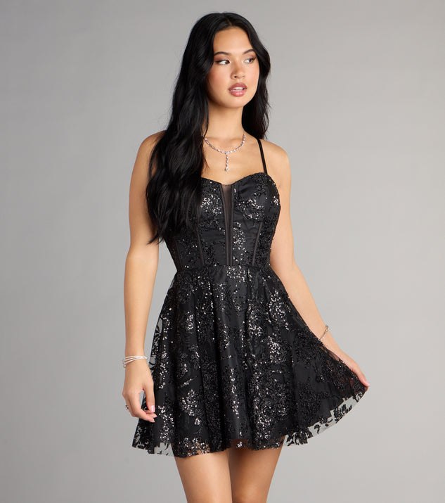 Windsor Korrie Glitter Mesh Dress With Pockets