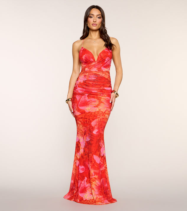 Windsor Kristen Printed Rhinestone Formal Dress