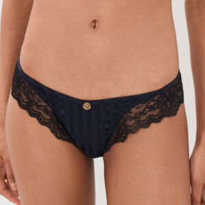 Versace Lace Trim Silk Thong Panties