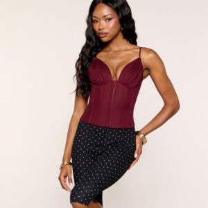 Lace Up Look Corset Crop Top